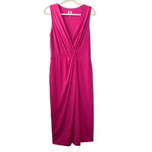 Anne Klein Fuchsia V Neck Sleeveless Twist Dress
